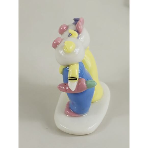 Mini Pig Piglet Piggy Cute Couple w/ Carrots 1 1/2" Pottery Figurine 90s Vintage - Picture 5 of 13